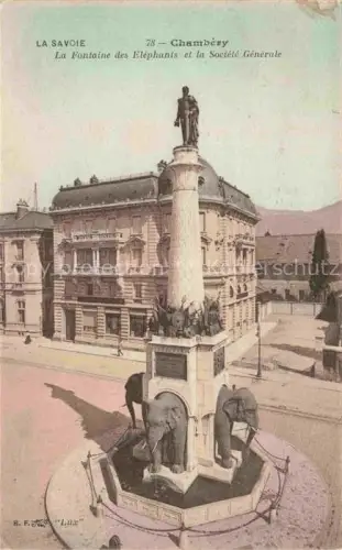 AK / Ansichtskarte CHAMBERY 73 Savoie Fontaine des Eléphants et la Société Générale