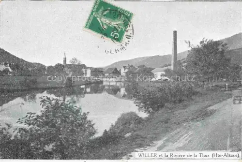 AK / Ansichtskarte Willer 68 Weiler Elsass Willer-sur-Thur THANN 68 Haut-Rhin Vue générale et la Riviere de la Thur