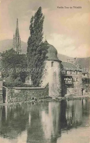 AK / Ansichtskarte Thann  ALsace 68 Haut-Rhin Vieille Tour aux bords de la Thur