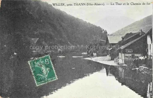 AK / Ansichtskarte Willer 68 Weiler Elsass Willer-sur-Thur THANN 68 Haut-Rhin La Thur et le Chemin de fer