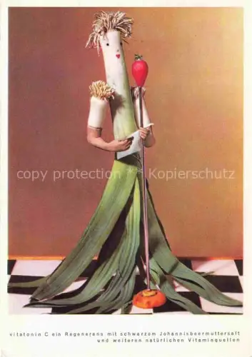 AK / Ansichtskarte Vermenschlicht Humanises-- Lauch  Gemuese Vitatonin C Mikrofon 