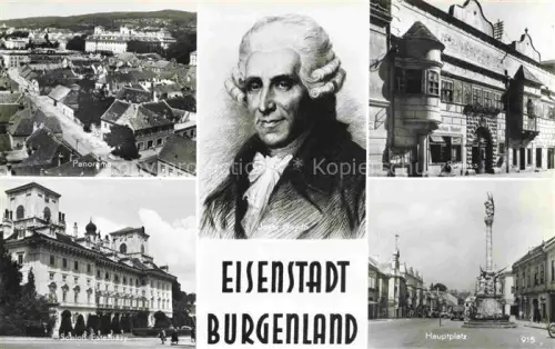 AK / Ansichtskarte Eisenstadt Burgenland AT Hauptplatz Panorama Rathaus Schloss Josef Haydn