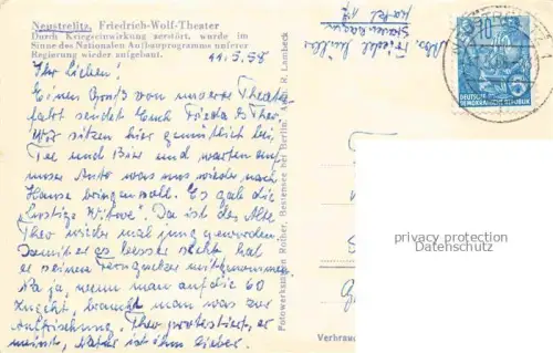 AK / Ansichtskarte Neustrelitz Mecklenburg-Vorpommern Friedrich Wolf Theater