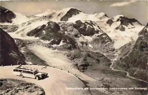 AK / Ansichtskarte Susten Innertkirchen Sustenstrasse mit Steingletscher Gwaechterhorn und Tierberge Berner Alpen