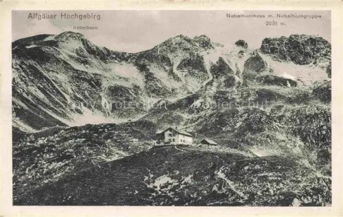 AK / Ansichtskarte OBERSTDORF Alpenpanorama Allgaeuer Hochgebirge Nebelhorn Berghaus Nebelhorngruppe