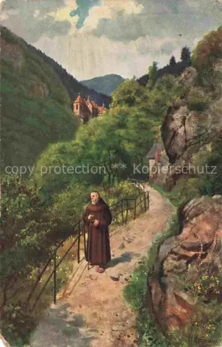 AK / Ansichtskarte Dusenbach Rappoltsweiler Ribeauville Alsace 68 Haut-Rhin Dusenbachtal mit Dusenbachkapelle Kapuzinerkloster Moench Kuenstlerkarte Feldpost