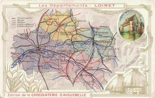 AK / Ansichtskarte ORLEANS 45 Loiret Carte du départment Loiret Château de Sully-sur-Loire