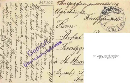 AK / Ansichtskarte Strasbourg  Strassburg 67 Bas-Rhin Lied O Elsass mein Heimatland Kriegsgefangenensendung Pruefstempel