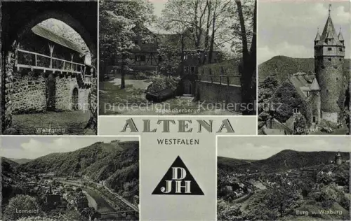 AK / Ansichtskarte Altena Lenne Wehrgang Jugendherberge Burghof Lennetal Burg und Wixberg