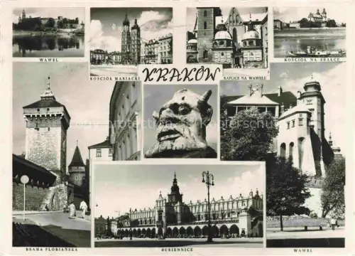 AK / Ansichtskarte KRAKOW Krakau PL Wawel Kosciol Martacki Kaplice Kosciol na Skalce Brana Florianska Sukiennice Wawel