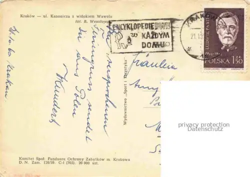 AK / Ansichtskarte KRAKOW Krakau PL Kanonicza z sidokiem Wawela