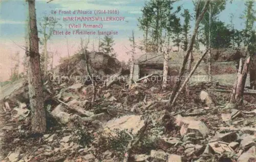 AK / Ansichtskarte Hartmannswillerkopf Hartmannsweilerkopf 68 Haut-Rhin Front d'Alsace 1914-18 Effet de l'Artillerie francaise Kriegsschauplatz 1. Weltkrieg