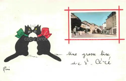 AK / Ansichtskarte St-Cere Figeac 46 Lot Une grosse bise de la ville des chats Motive au centre