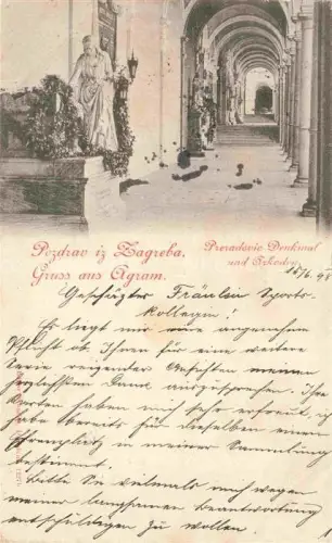 AK / Ansichtskarte ZAGREB Agram Croatia Preradovic Denkmal und Arkaden