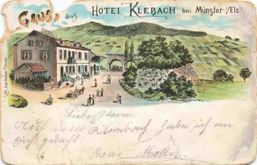 AK / Ansichtskarte Muenster  Elsass Munster 68 Alsace Haut-Rhin Hotel Klebach Litho Deutsche Reichspost