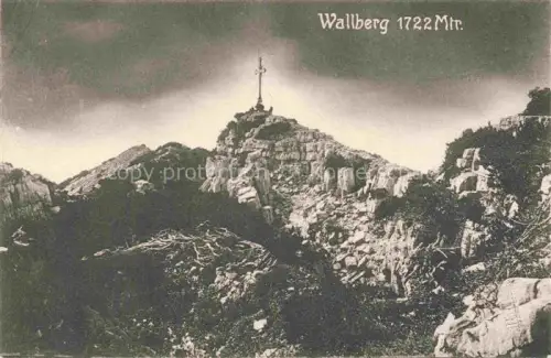 AK / Ansichtskarte Wallberg 1723m Tegernsee Bayern Panorama mit Gipfelkreuz
