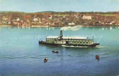 AK / Ansichtskarte Starnberg Starnbergersee Bayern Panorama mit Faehre