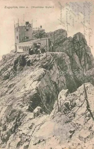 AK / Ansichtskarte Zugspitze Garmisch-Partenkirchen Bayern Westlicher Gipfel mit Zugspitzhaus