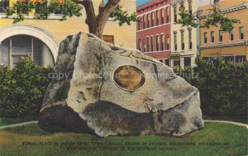 AK / Ansichtskarte Savannah Beach Tybee Island Georgia USA Burial Place of Indian Chief Tomo Chi Chi Monument