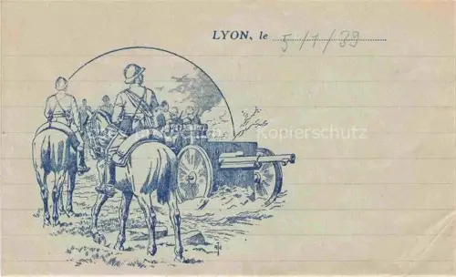 AK / Ansichtskarte LYON 69 Rhone Soldaten zu Pferd Kanone Kuenstlerkarte