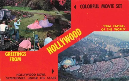 AK / Ansichtskarte HOLLYWOOD  Los Angeles California USA Making movies World's largest natural amphitheatre Hollywood Hills