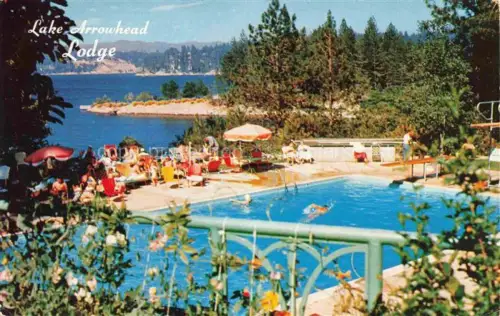 AK / Ansichtskarte Lake Arrowhead California USA The Lodge Terrace Swimming Pool