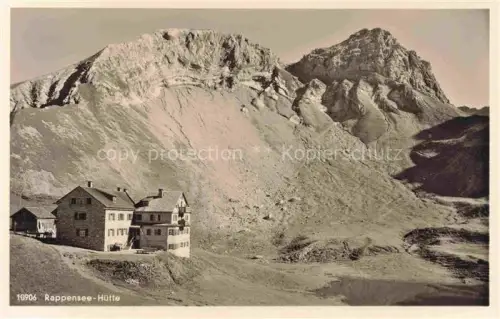 AK / Ansichtskarte Rappenseehuette 2091m Allgaeuer Alpen Oberstdorf Bayern mit Linkerskopf und Rotgundspitze