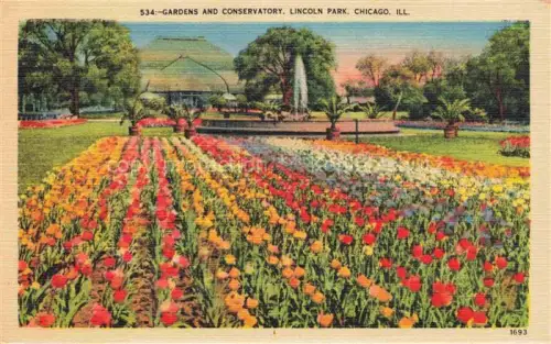 AK / Ansichtskarte CHICAGO  Illinois USA Lincoln Park Gardens and Conservatory Illustration
