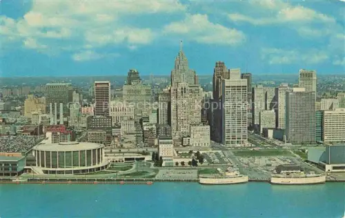AK / Ansichtskarte DETROIT  Michigan USA Aerial view of Civic Center and Skyline