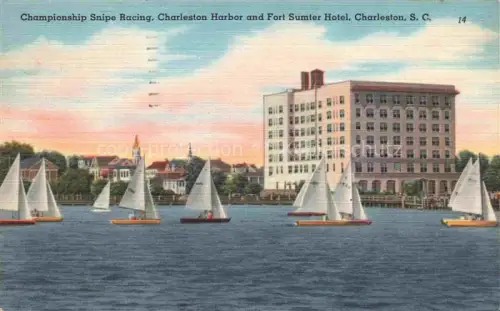 AK / Ansichtskarte Charleston AFB South Carolina USA Championship Snipe Racing Charleston Harbor and Fort Sumter Hotel