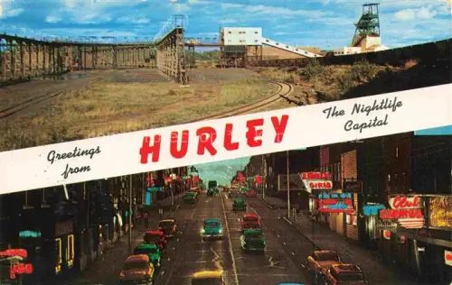 AK / Ansichtskarte Hurley Wisconsin USA Cary Mine Silver Street at night