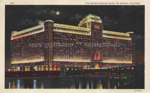 AK / Ansichtskarte CHICAGO  Illinois USA The Merchandise Mart by night Illustration