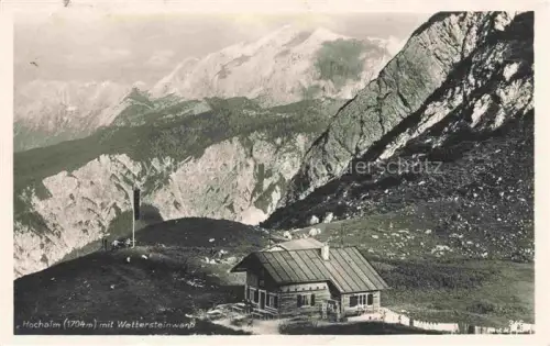 AK / Ansichtskarte Hochalm 1705m Wettersteingebirge Oberstdorf mit Wettersteinwand