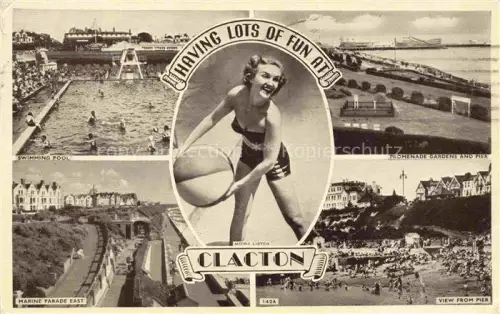 AK / Ansichtskarte Clacton-on-Sea Colchester Essex UK Swimming Pool Promenade Gardens Marine Parade View from Pier