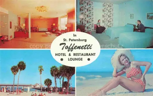 AK / Ansichtskarte St Petersburg Florida USA Toffenetti Hotel Room Lady at the beach