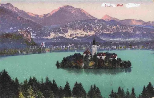 AK / Ansichtskarte Bled Slovenia Panorama Marienkirche Insel Bleder See