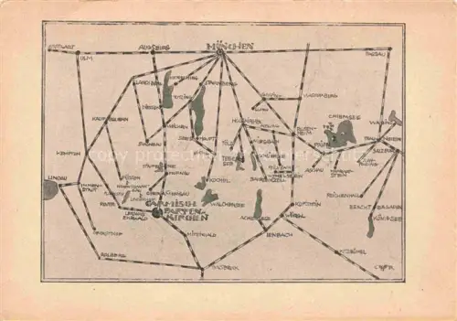 AK / Ansichtskarte MueNCHEN  Bayern bis Garmisch Partenkirchen Bahnstrecken Gebietskarte