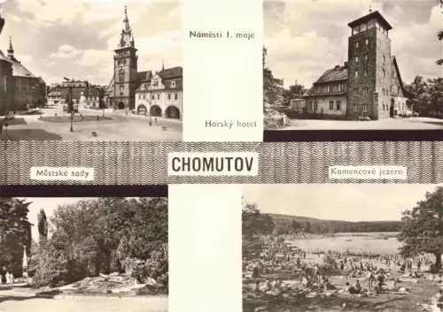 AK / Ansichtskarte CHOMUTOV Komotau CZ Mestske sady Namesti I maje Horsky hotel Kamencove  jezero