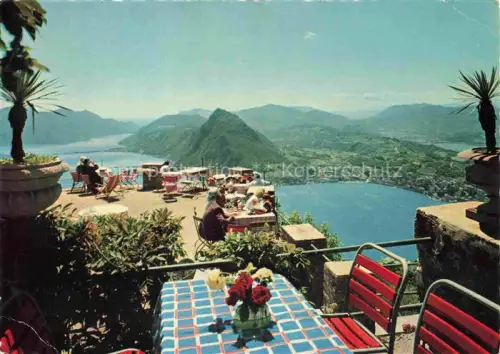 AK / Ansichtskarte LUGANO Lago di Lugano TI Hotel Ristorante Monte Bre Terrasse Panorama