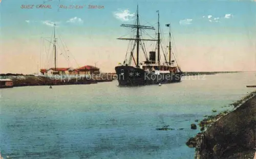 AK / Ansichtskarte SUEZ Canal de Egypt Ras El Ess Station Segelschiff