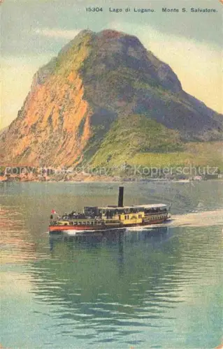 AK / Ansichtskarte Lago di LUGANO TI Monte S Salvatore Seitenrad Dampfer 