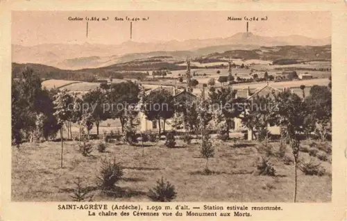 AK / Ansichtskarte Saint-Agreve Tournon 07 Ardeche Vue panoramique Chaîne des Cévennes vue du Monument aux Morts