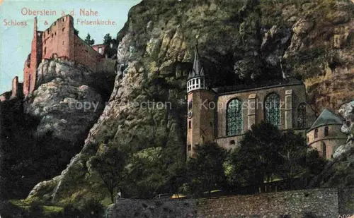 AK / Ansichtskarte Oberstein Nahe Idar-Oberstein Schloss und Felsenkirche