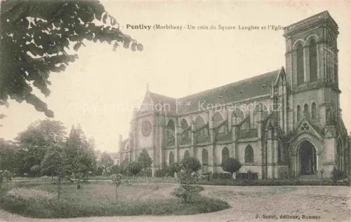 AK / Ansichtskarte PONTIVY 56 Morbihan Un coin du Square Langlier et l'église