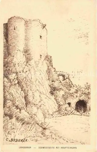 AK / Ansichtskarte Landskron Ruine 68 Haut-Rhin Suedwestseite mit Haupteingang