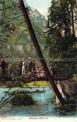 AK / Ansichtskarte Blausee-Mitholz Frutigen BE Seepartie mit Bruecke