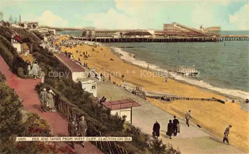 AK / Ansichtskarte Clacton-on-Sea Colchester Essex UK Pier and Sands from West Cliff