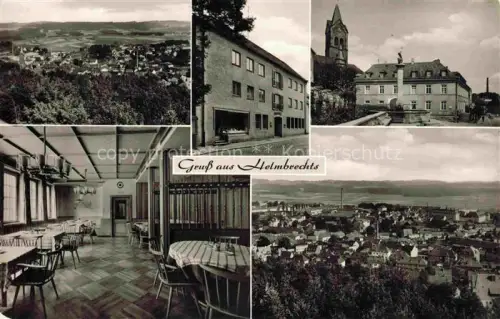 AK / Ansichtskarte Helmbrechts Oberfranken Panorama Hotel Gaststaette Ernst Zeitler Gaststube Kirche 