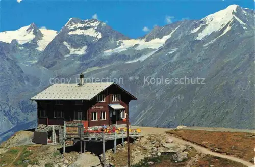 AK / Ansichtskarte Saas-Fee VISP VS Restaurant Spielboden mit Fletschhorn Laquinhorn und Weissmies