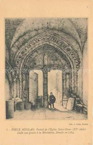 AK / Ansichtskarte Meulan-les-Mureaux Mantes-la-Jolie 78 Yvelines Portail de l'Eglise Notre-Dame XVe siècle Halle aux gains à la Révolution démolie en 1884 Kuenstlerkarte